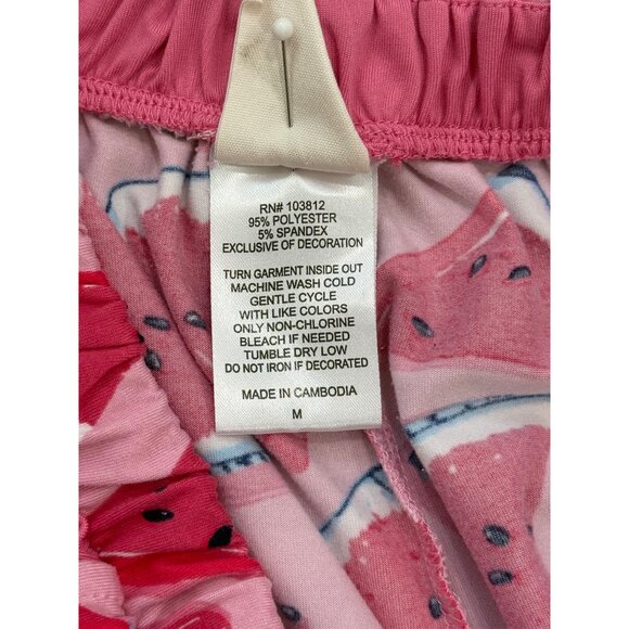 Munki Munki Watermelon Pajama Set Shirt & Capri Pant Pink Lounge Summer Size M - Picture 11 of 11